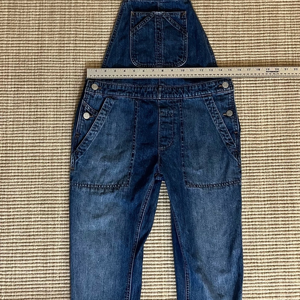 Gap for Good Relaxed Denim Overalls Medium Indigo Wash Raw Hem - XXS - EUC - Picture 3 of 8